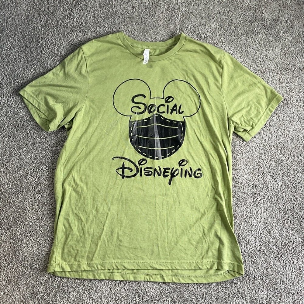 Disneying Adult Shirt Stay Safe Social Distancing T-Shirt Tee Green 2XL Mickey